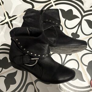 Moto Black Ankle Boots with Buckle Detail women’s size 9